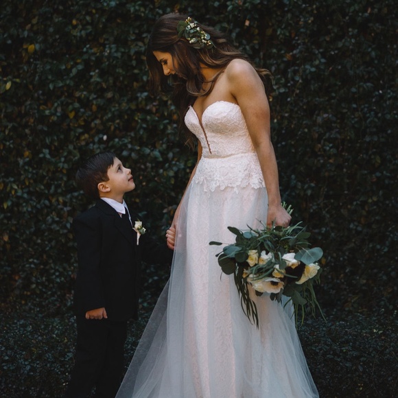 Mikaella Wedding Gown fitted with detachable overskirt